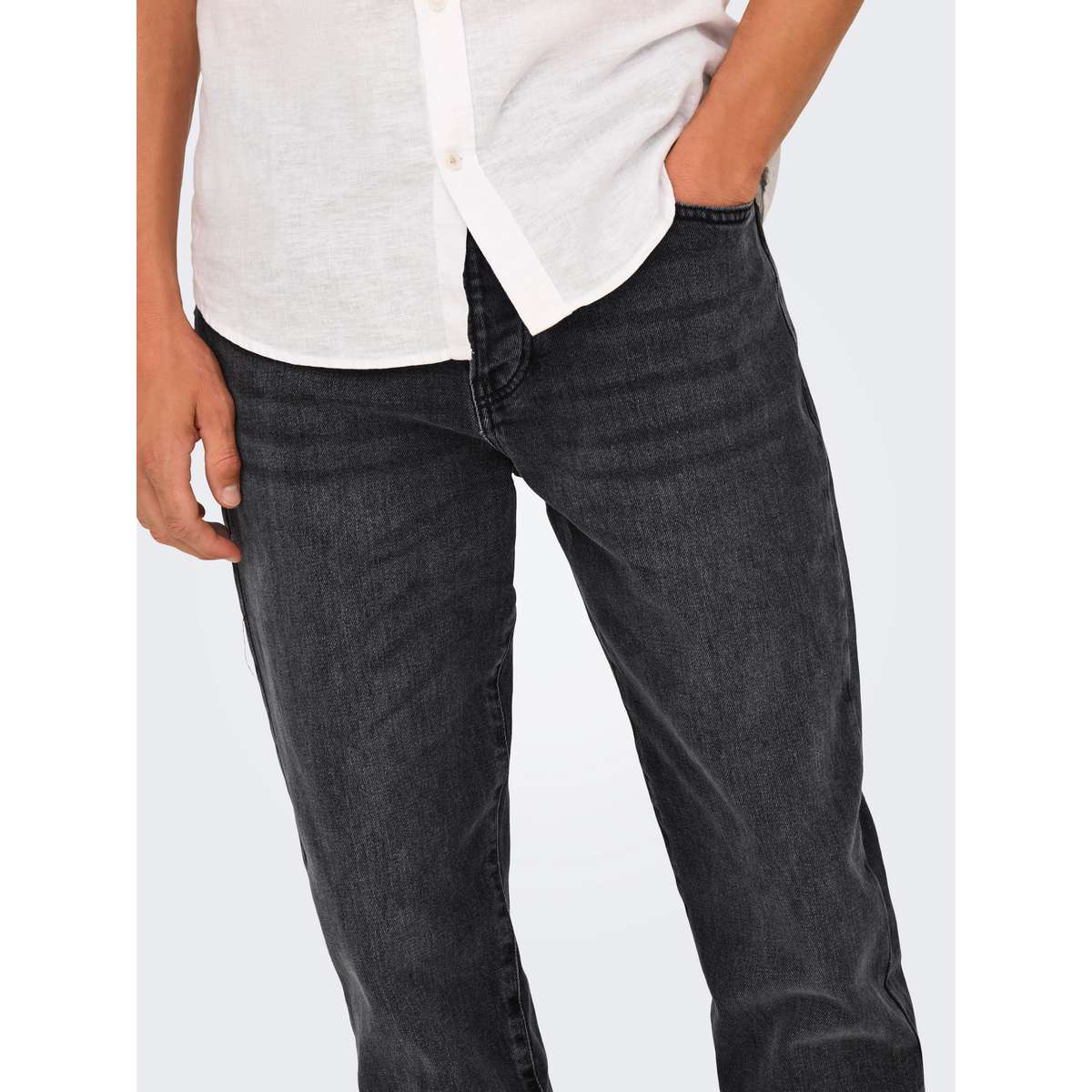 ONLY & SONS MENS YOKE TAPERED FIT COTTON WB BLACK 22027850 - Μαύρο - W31 L34